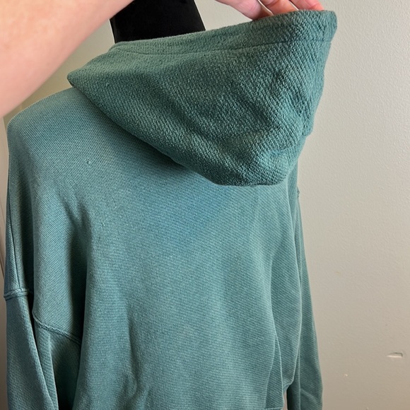 AEO Green Sweatshirt With Terry Cloth Hoodie - Picture 6 of 7